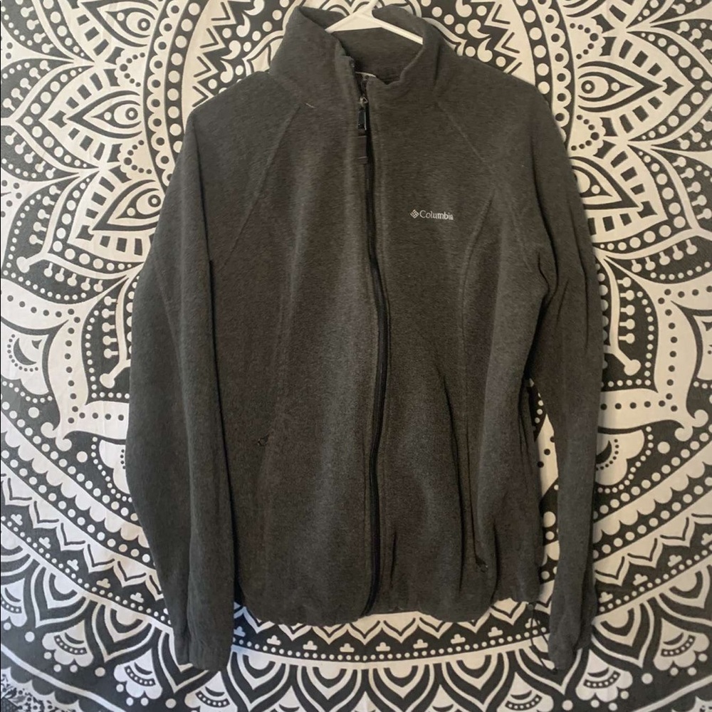 COLUMBIA- Grey fleece zip up sweatshirt